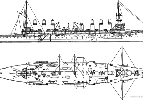 Крейсер NMF Jeanne d`Arc 1902 (Armored Cruiser) - чертежи, габариты, рисунки